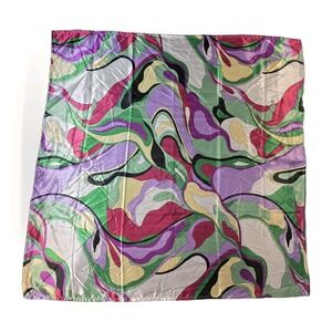Dennis By Dennis Basso Scarf Multicolor Retro Silky Satin 35" Square Wrap